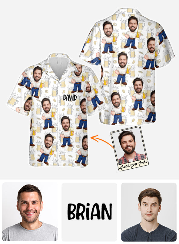 Funny Face Caricature Beer - Personalized Beer Hawaiian Shirt