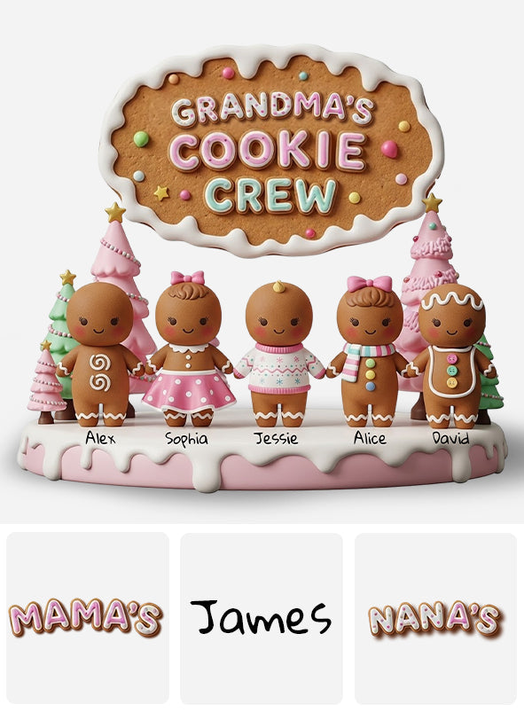Grandma Mom Cookie Crew - Plaque acrylique personnalisée en forme de grand-mère