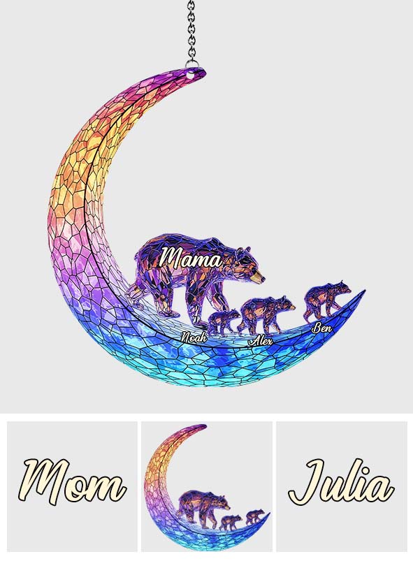 Mom We Love You To The Moon And Back - Personalized Mother Window Hanging Suncatcher Ornament