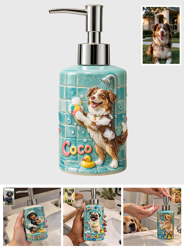 Bath Time - Personalized Dog Ceramic Pump Dispenser