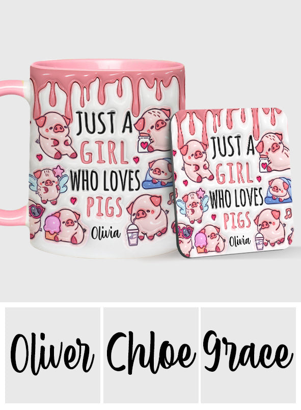 Mug personnalisé « Juste une fille qui aime les cochons »