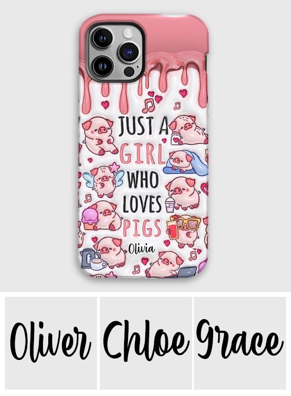 Just A Girl Who Loves Pigs - Personalized Pig Lover Full Print Phone Case
