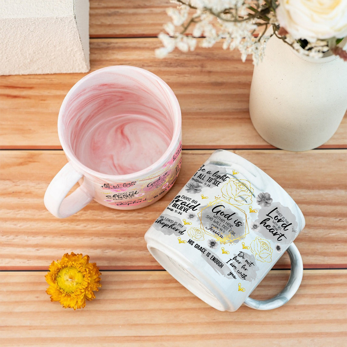 Affirmation chrétienne - Mug en marbre personnalisé