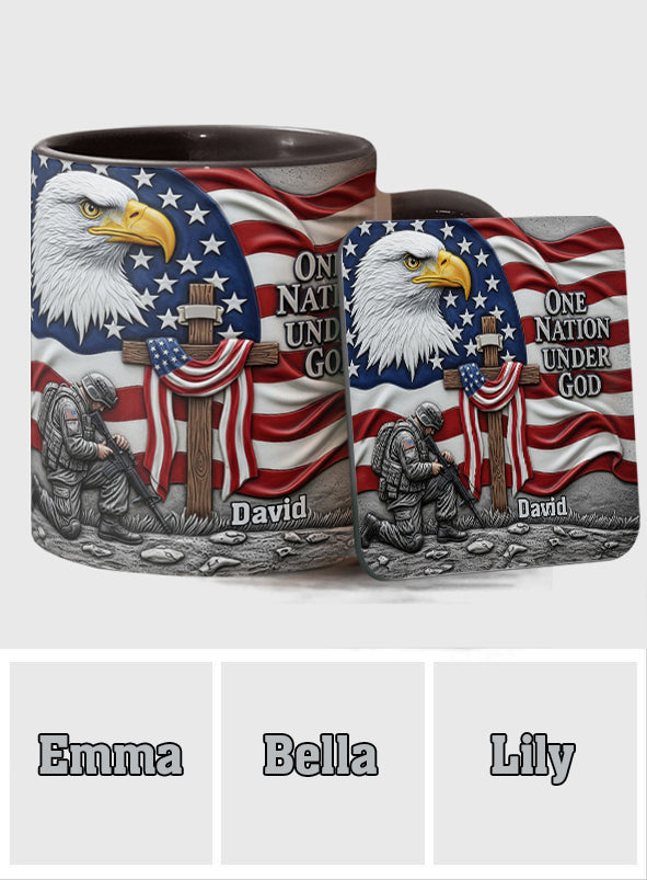 One Nation Under God - Personalized Bald Eagle Accent Mug