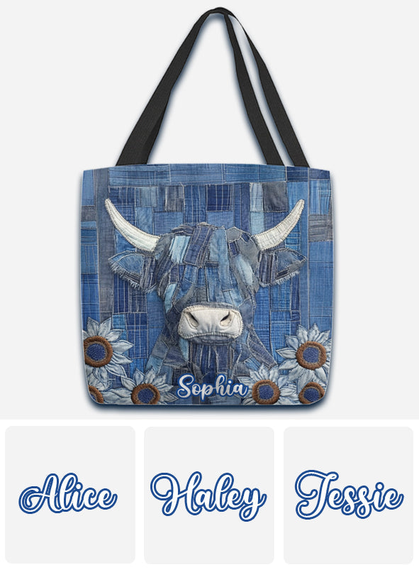 Juste une fille qui aime les vaches des Highlands - Sac fourre-tout personnalisé avec vache des Highlands