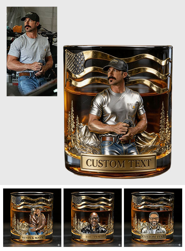 Unique Gift For Him, Custom From Any Photo - Personalized Whisky Whiskey Glass