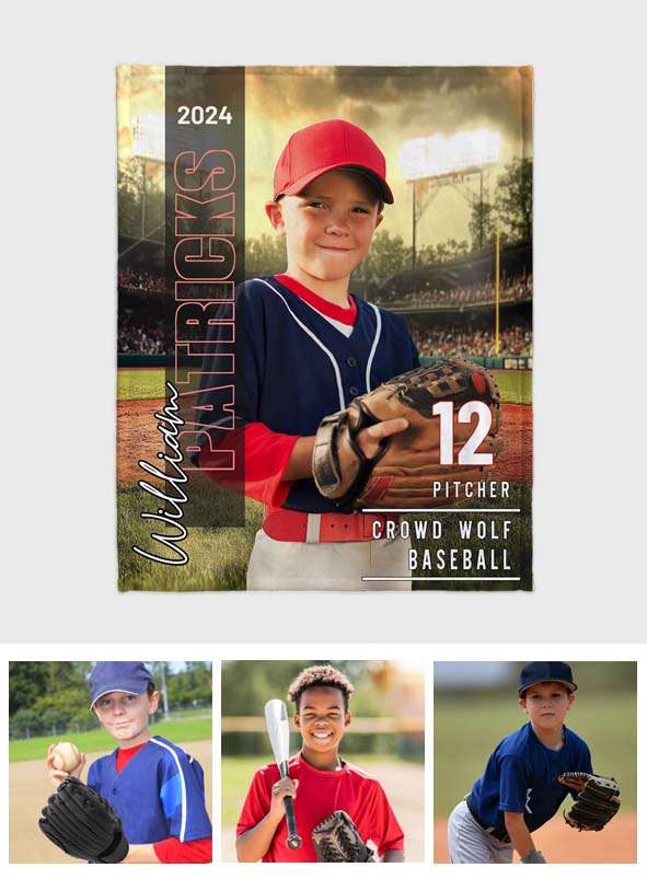 Any Photo, Name, School... - Personalized Baseball Blanket