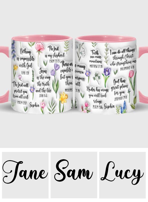 Bible Verse Floral - Personalized Christian Accent Mug