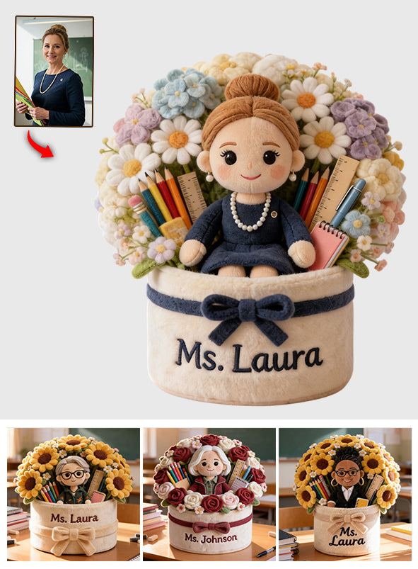 Teacher Plush Bouquet - Personalized Teacher Premium Faux Fur Pillow