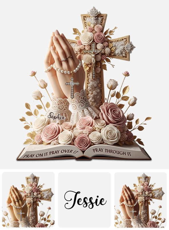 Priez à ce sujet, priez pour cela, priez pendant cette épreuve - Plaque acrylique chrétienne personnalisée en forme de pièce