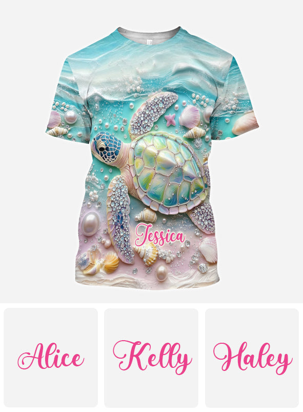 J'adore les tortues - T-shirt personnalisé avec motif tortue.
