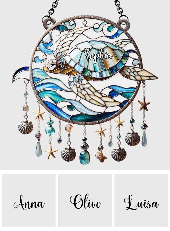 Magnifique tortue - Ornement attrape-soleil personnalisé en forme de tortue à suspendre à la fenêtre