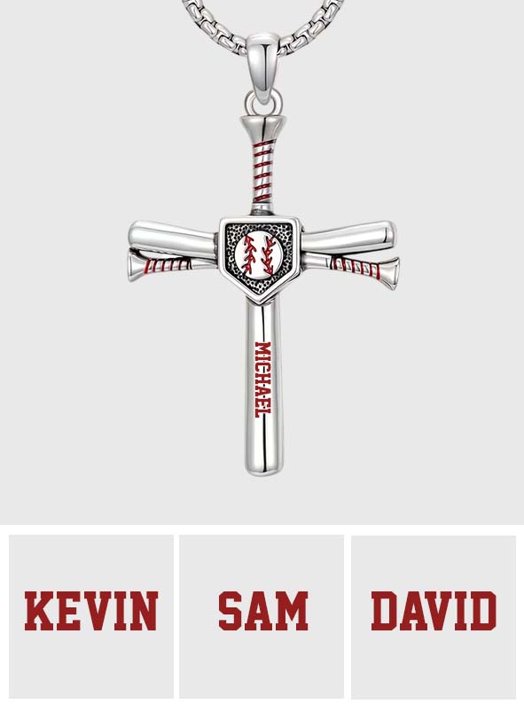 Aimez Dieu, Jouez au Baseball - Collier Pendentif Métal Personnalisé en Forme de Baseball