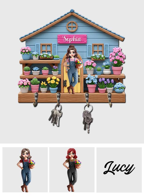 Bienvenue dans mon jardin ! Porte-clés de jardinage personnalisé en forme de pièce unique.