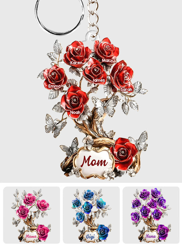 Flowers For Mom Grandma - Personalized Mother Keychain
