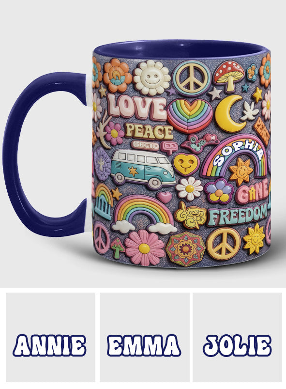 Vivre en paix - Mug personnalisé style hippie