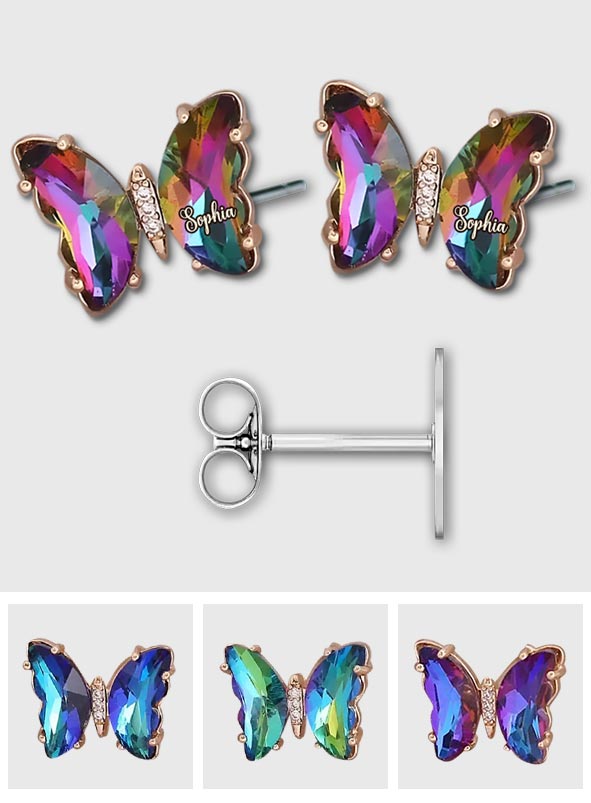 Float Like A Butterfly - Personalized Butterfly Stud Earrings