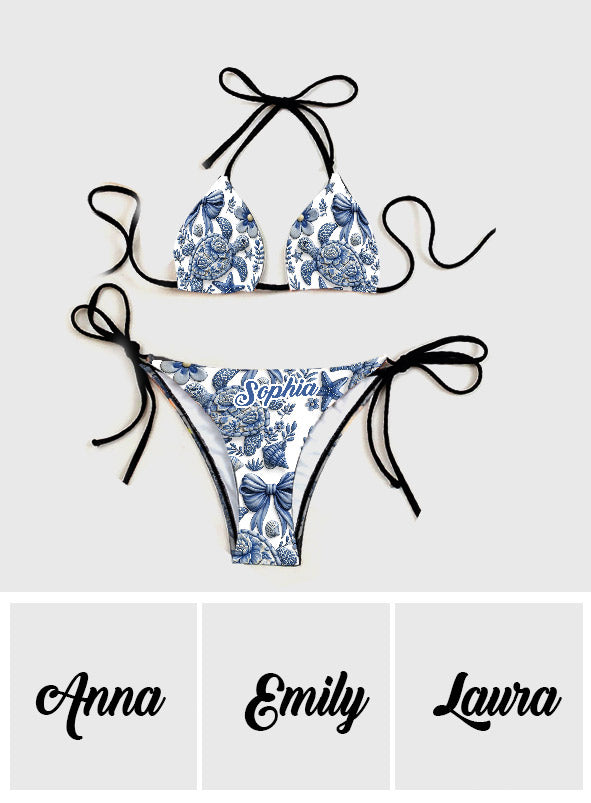 Ocean Turtle - Personalized Turtle Triangle Bikini Swimsuit