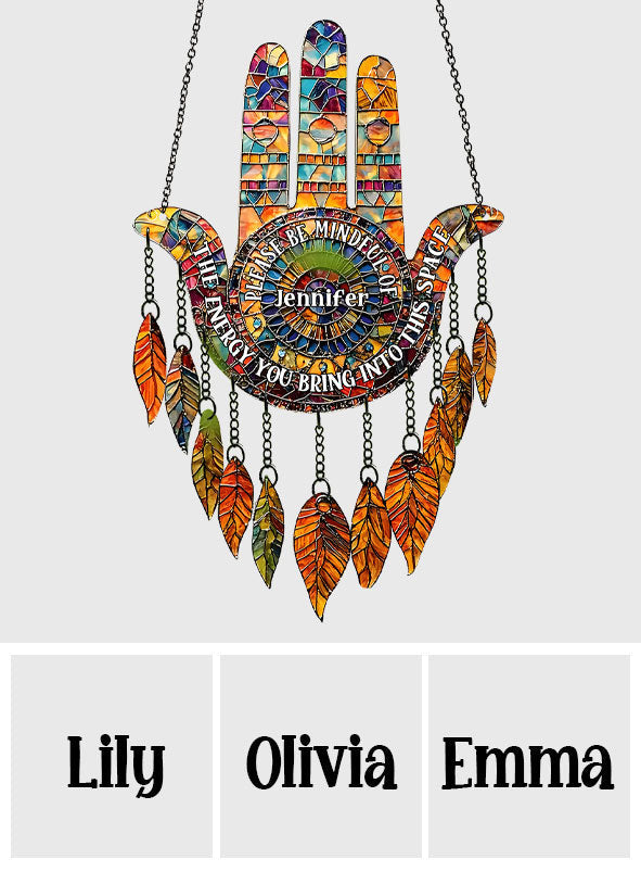 Soyez attentif·ve - Attrape-soleil de fenêtre personnalisé avec breloques