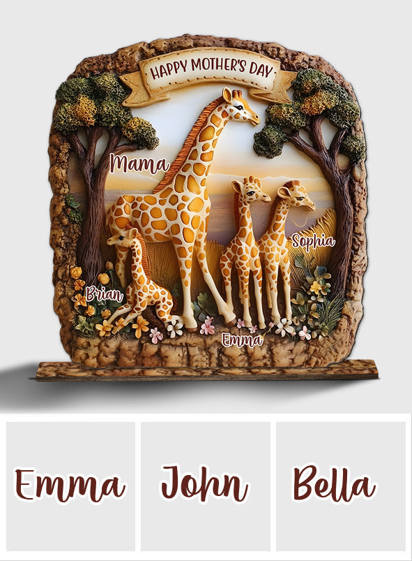 Maman Girafe - Décoration personnalisée pour maman, 1 grand plateau autoportant