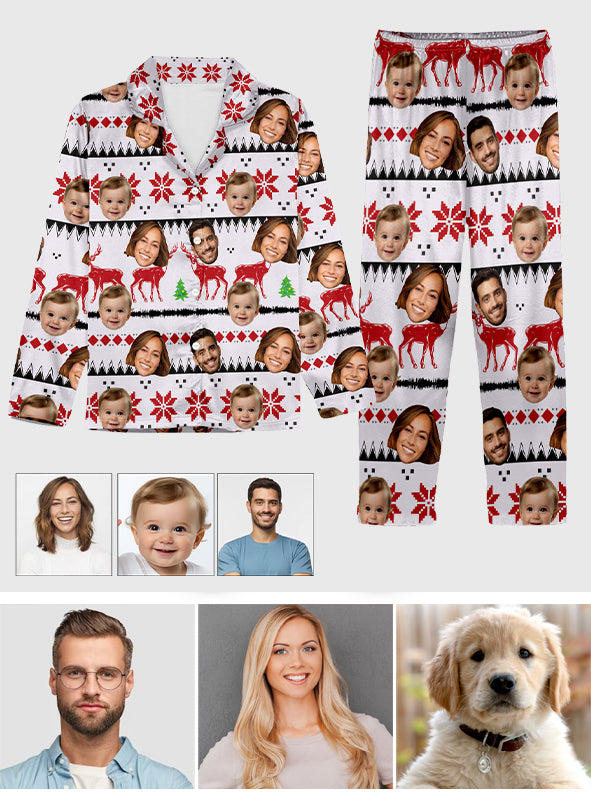 Custom Photo Pajamas Christmas - Family gift for anyone, dog lover, cat lover - Personalized Button Down Pajamas