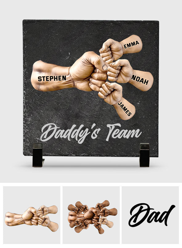 Daddy's Team - Personalized Father Square Shaped Stone