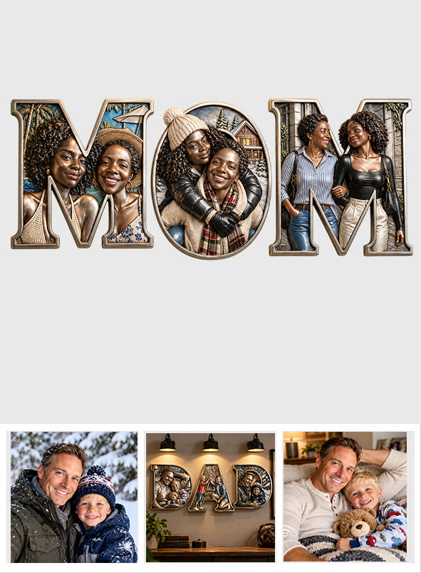 Dad Mom I Love You - Personalized Family 3D Printed Cut Metal Sign