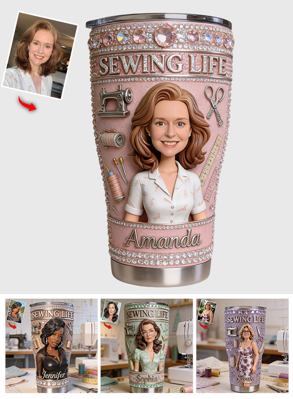 Tumbler de Couture Personnalisé - Photo Personnalisée