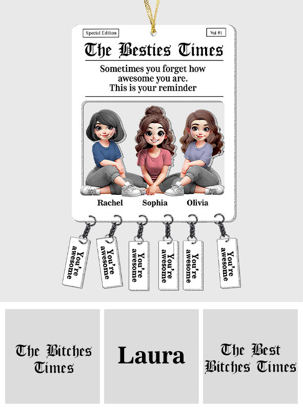Dépliant à languettes détachables - Ornement personnalisé pour meilleure amie avec breloque