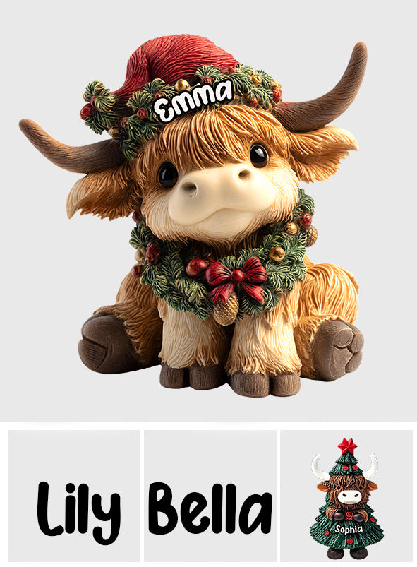 Adorable vache des Highlands - Plaque acrylique personnalisée en forme de vache des Highlands