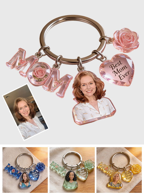 Custom Any Photo Best Gift For Mom, Grandma - Personalized Mother Keychain With Charms