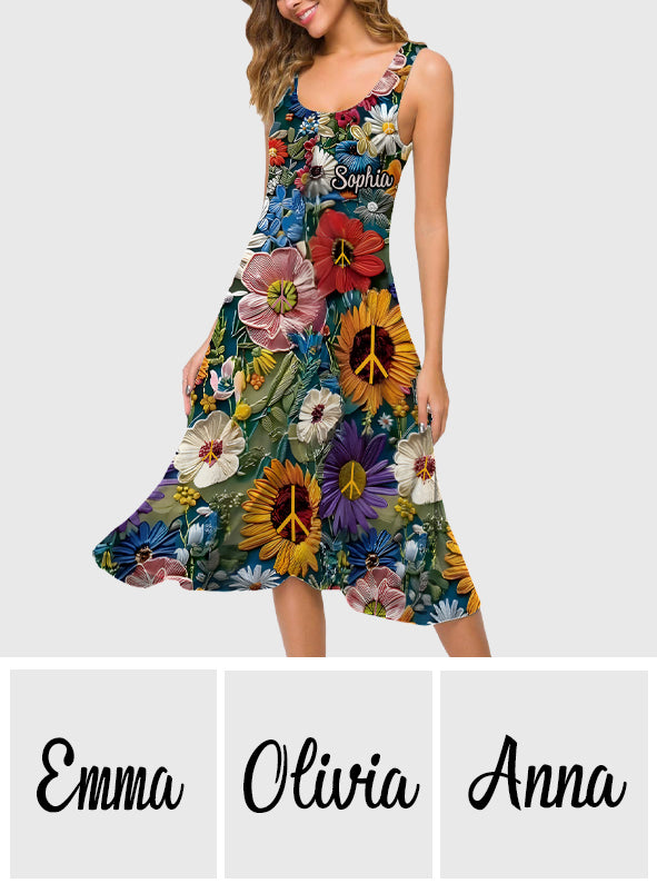 Tu appartiens aux fleurs sauvages - Robe hippie sans manches personnalisée