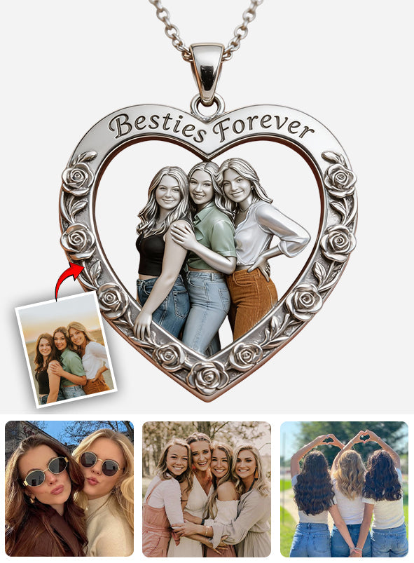 Collier pendentif en métal personnalisé à partir de n'importe quelle photo - Collier pendentif en métal en forme de meilleure amie