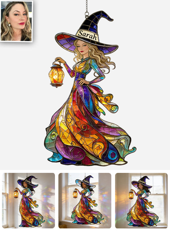 Photo Personnalisée - Ornement Suncatcher de Fenêtre de Sorcière Personnalisé