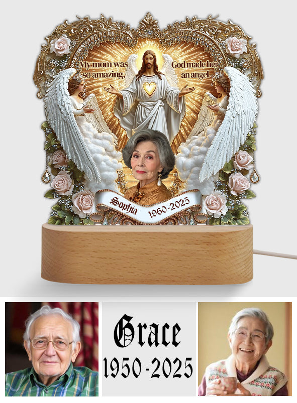 My Mom Was So Amazing - Personalized Memorial Mother Shaped Plaque Light Base