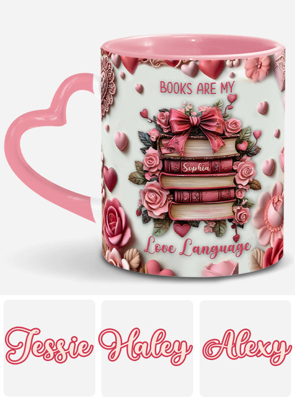 Les livres sont ma façon d'exprimer mon amour - Mug personnalisé avec anse en forme de cœur