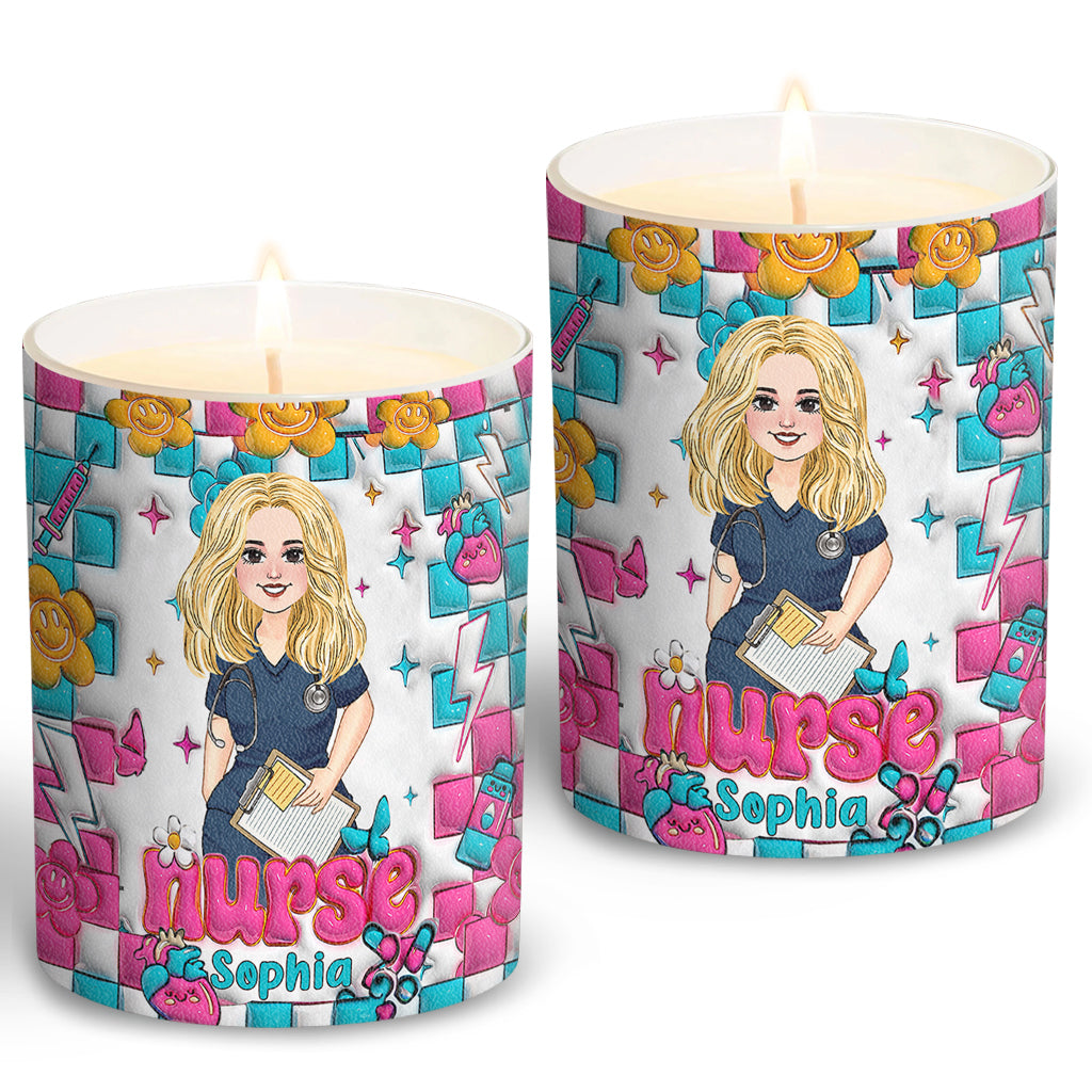 Bougie personnalisée pour infirmière avec couvercle en bois - Vie d'infirmière