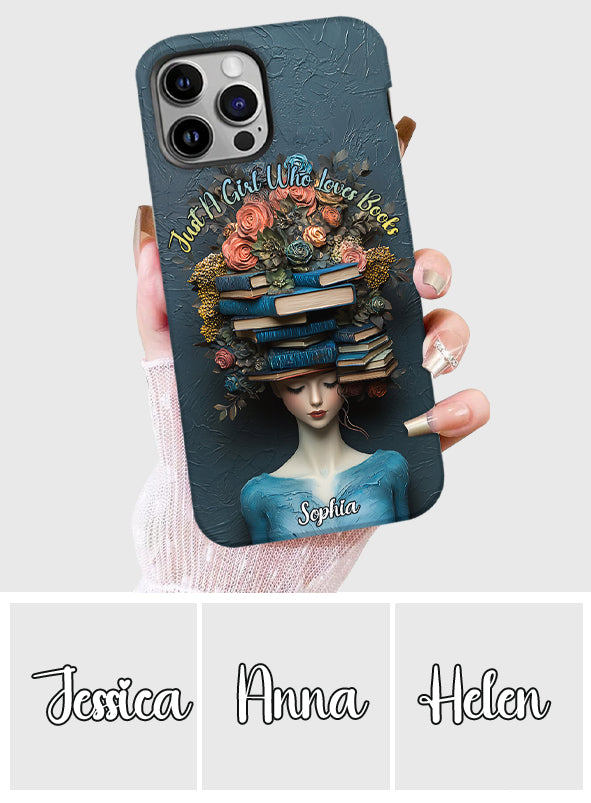 Une fille qui aime les livres - Coque de téléphone personnalisée avec impression intégrale d'un livre