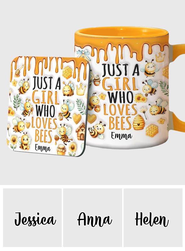 Mug personnalisé « Juste une fille qui aime les abeilles » avec motif abeille