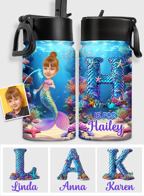 Beautiful Mermaid Alphabet - Personalized Kid Kids Water Bottle