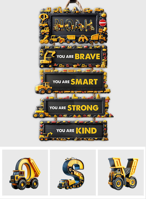 Tu es courageux, tu es intelligent - Panneau personnalisé en bois de palette pour enfant