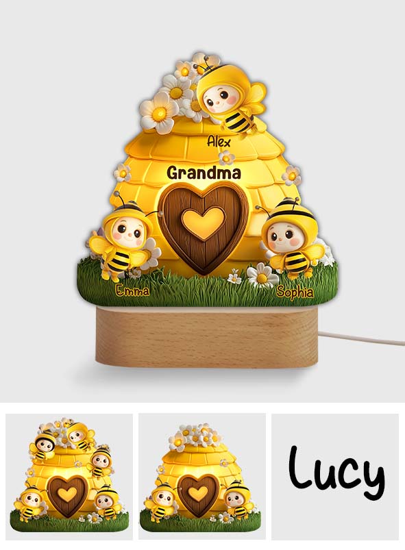 Raison d'être heureux - Plaque lumineuse personnalisée en forme de grand-mère
