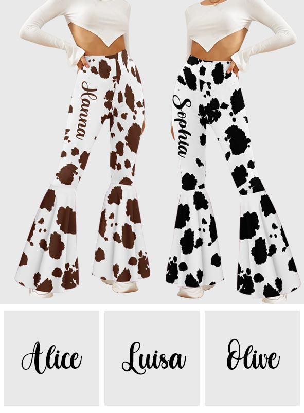 J'adore les leggings évasés personnalisés pour vaches Highland.