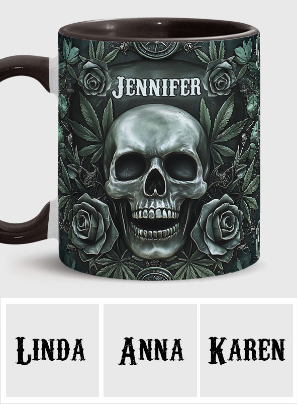 Mug personnalisé avec motif tête de mort et feuille de cannabis