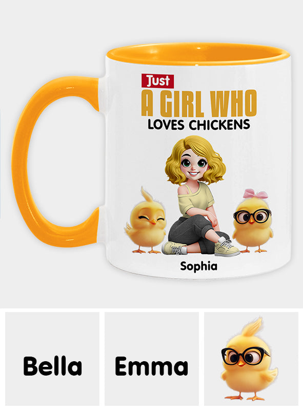 Just A Girl Who Loves Chickens - Personalized Chicken Accent Mug