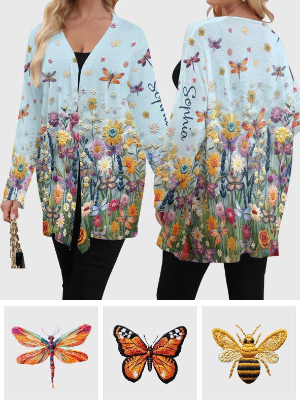 Pollinator Floral Garden - Personalized Gardening Cardigan