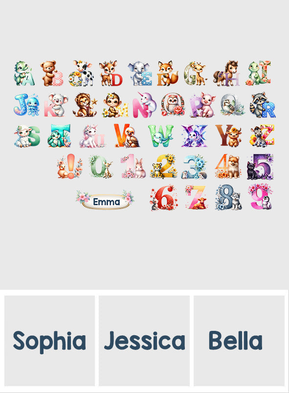 Apprentissage des chiffres des animaux pour enfants - Sticker mural personnalisé pour enfants