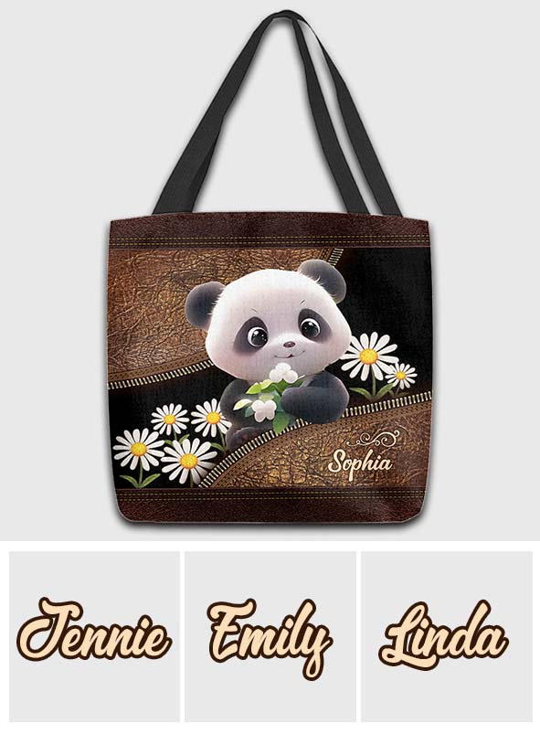 Sac fourre-tout personnalisé « Juste une fille qui aime les pandas ».