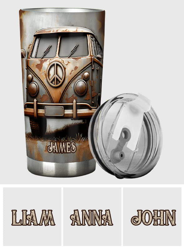 Gobelet hippie personnalisé avec symbole de paix en camping-car vintage