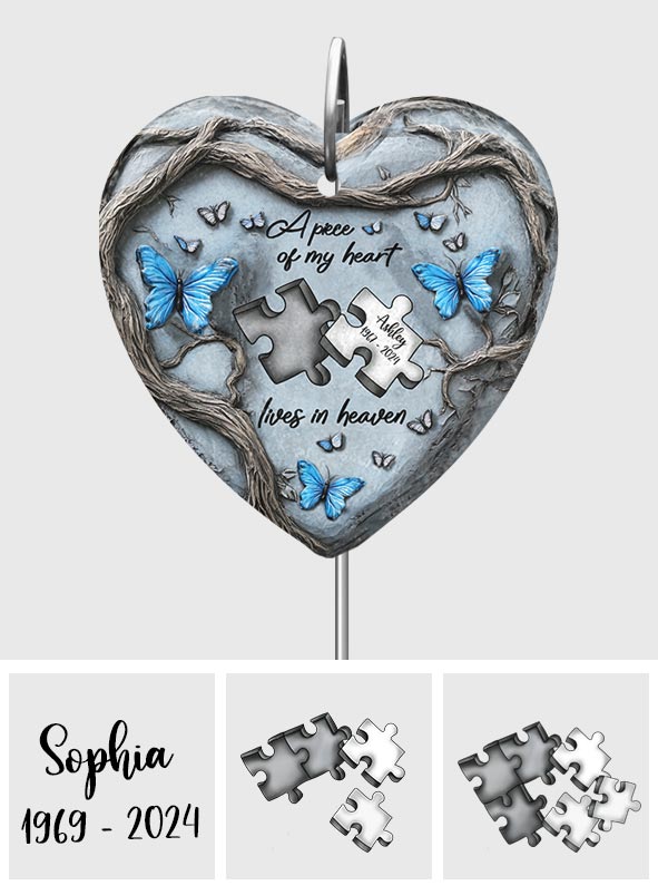 A Piece Of My Heart Lives In Heaven
- Personalized Memorial Heart Hanging Garden Slate